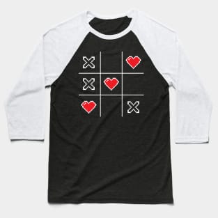 Pixel Hearts Retro Video Game Tic Tac Toe Baseball T-Shirt